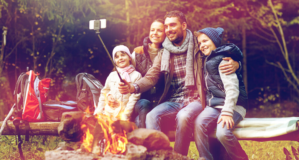 Family By Campfire on a Hike
