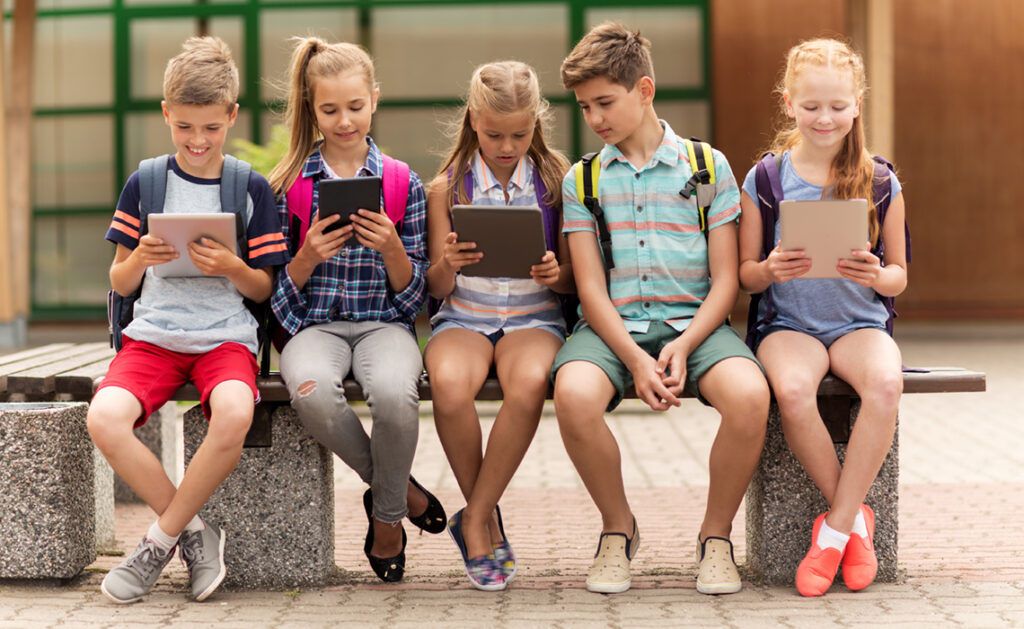 Kids Using Tablets at School