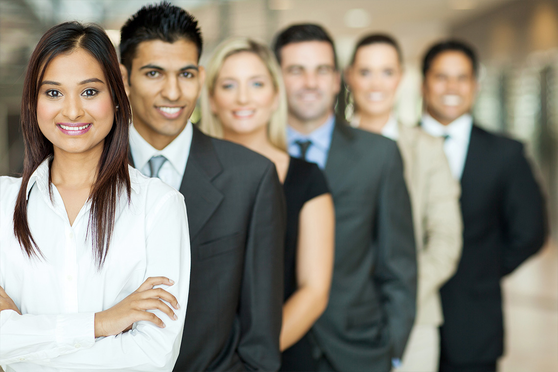 group of young men and women professionals