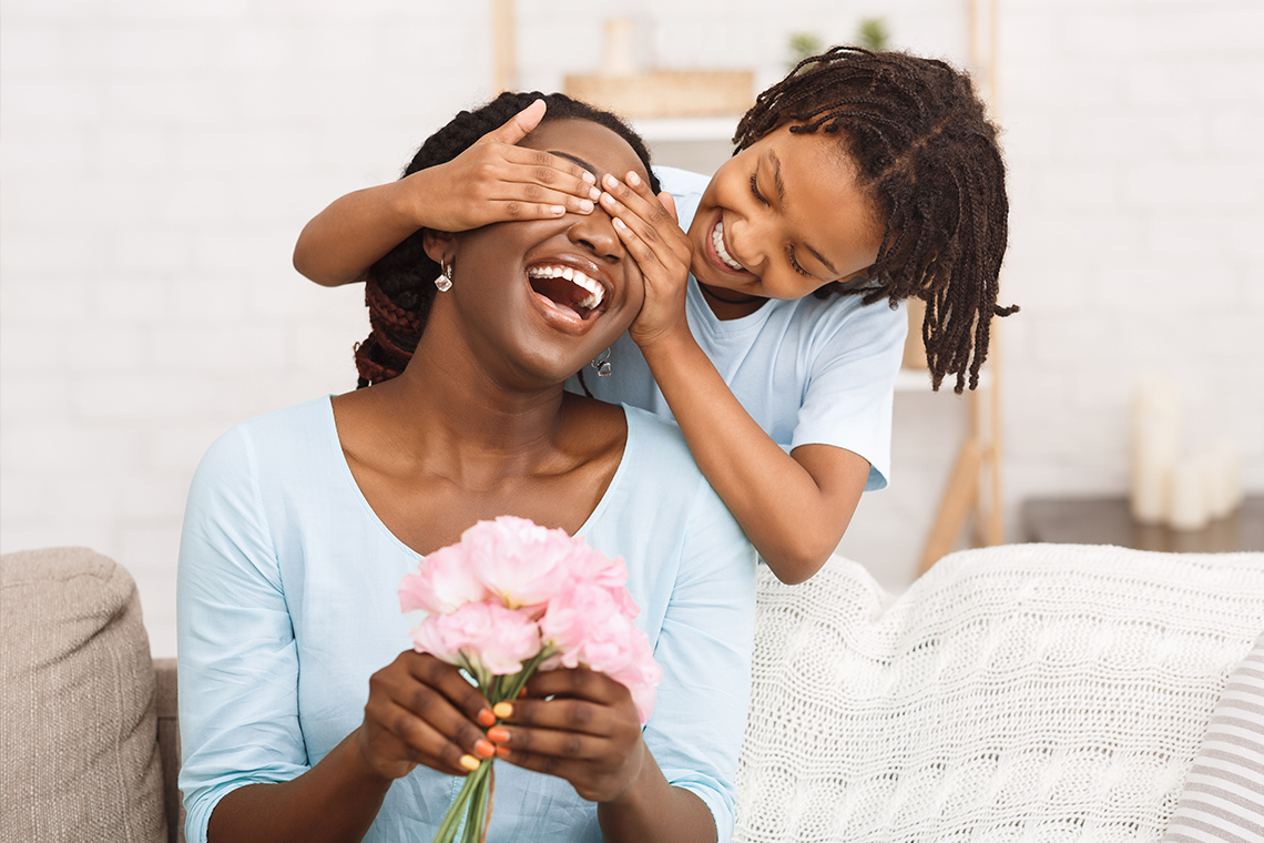 daughter surprising mother on valentines day