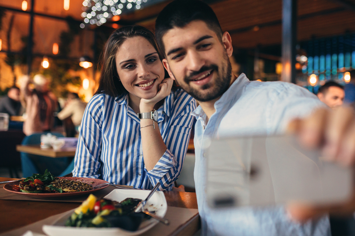 couple taking selfie on valentines day
