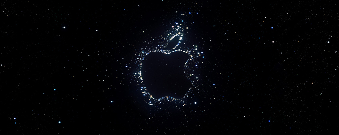 Apple starburst logo from 2022 event, "Far Out."