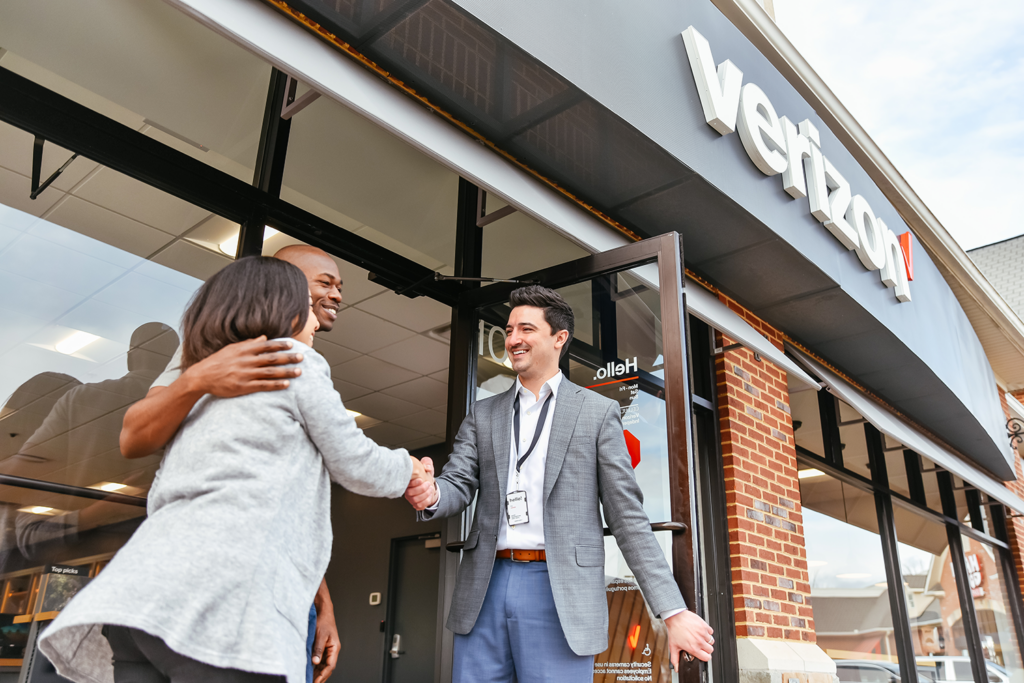 rep greeting customers