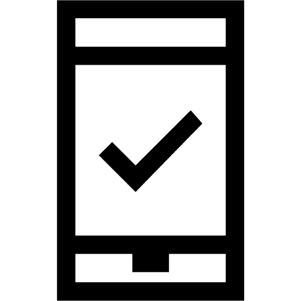 phone icon with check on screen